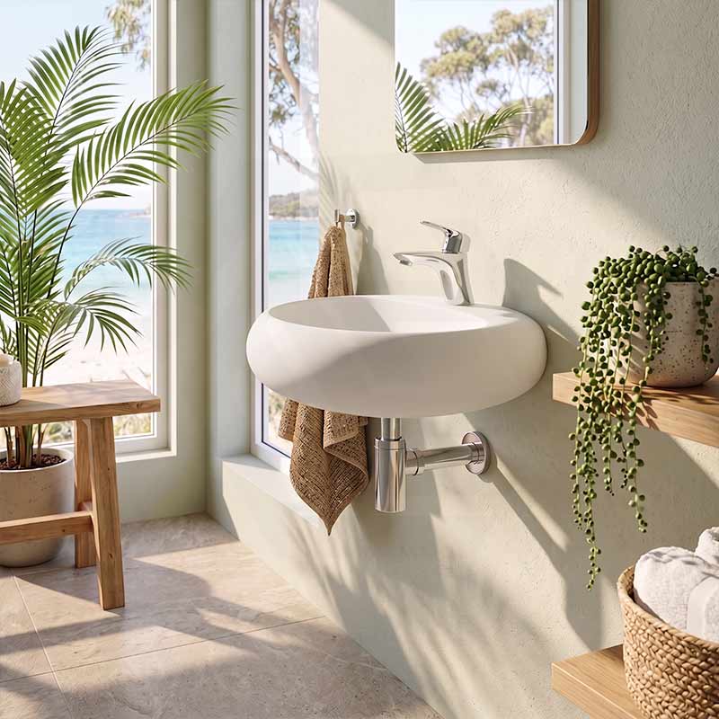 RAK Cloud Wall Hung Ceramic Basins One Tap Hole 550x425x150mm - Variant Colour