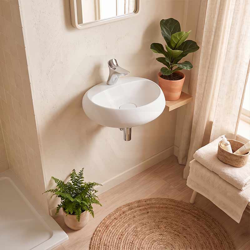 RAK Cloud Wall Hung Ceramic Basins One Tap Hole 550x425x150mm - Variant Colour