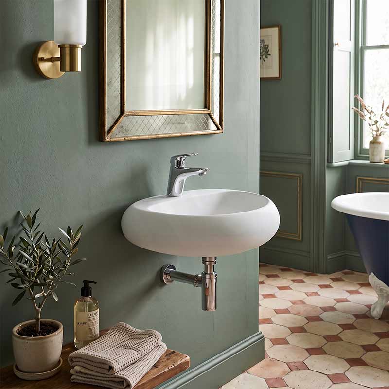 RAK Cloud Wall Hung Ceramic Basins One Tap Hole 550x425x150mm - Variant Colour