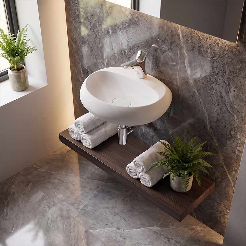 RAK Cloud Wall Hung Ceramic Basins One Tap Hole 550x425x150mm - Variant Colour
