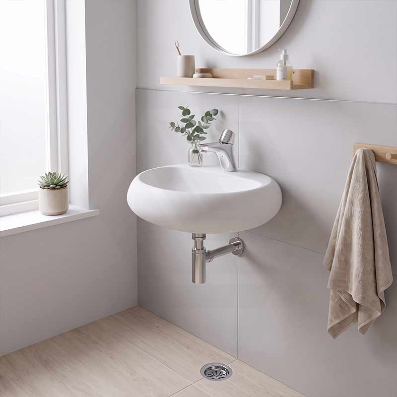 RAK Cloud Wall Hung Ceramic Basins One Tap Hole 550x425x150mm - Variant Colour
