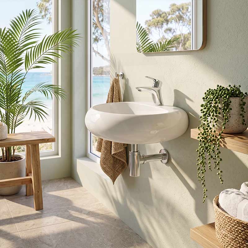 RAK Cloud Wall Hung Ceramic Basins One Tap Hole 550x425x150mm - Variant Colour