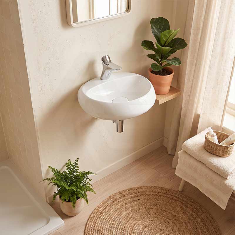 RAK Cloud Wall Hung Ceramic Basins One Tap Hole 550x425x150mm - Variant Colour