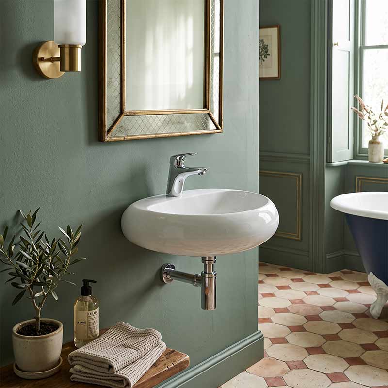 RAK Cloud Wall Hung Ceramic Basins One Tap Hole 550x425x150mm - Variant Colour
