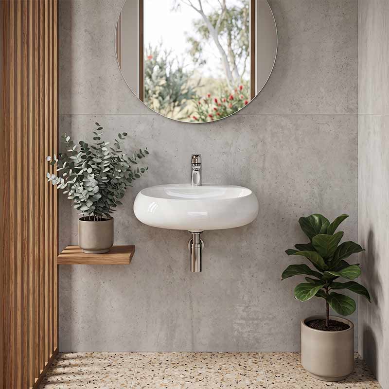 RAK Cloud Wall Hung Ceramic Basins One Tap Hole 550x425x150mm - Variant Colour