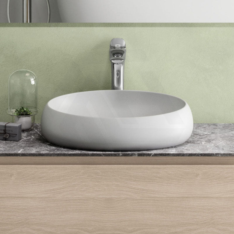 580x400x150mm RAK Cloud Oval Above Counter Ceramic Basin Matt White