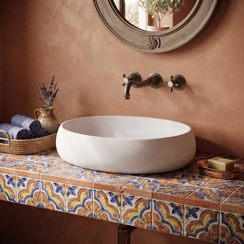 RAK Cloud Oval Above Counter Ceramic Basin 580x400x150mm - In Various Colour