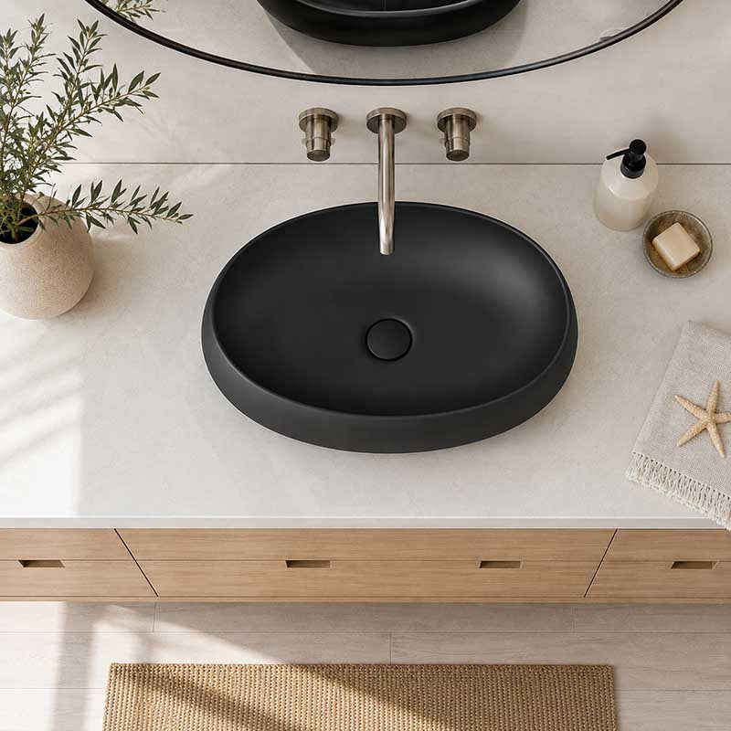 RAK Cloud Oval Above Counter Ceramic Basin 580x400x150mm - In Various Colour