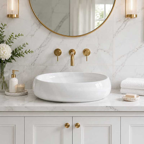 RAK Cloud Oval Above Counter Ceramic Basin 580x400x150mm - In Various Colour