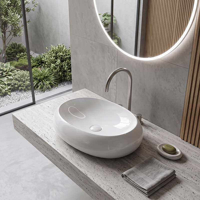 RAK Cloud Oval Above Counter Ceramic Basin 580x400x150mm - In Various Colour