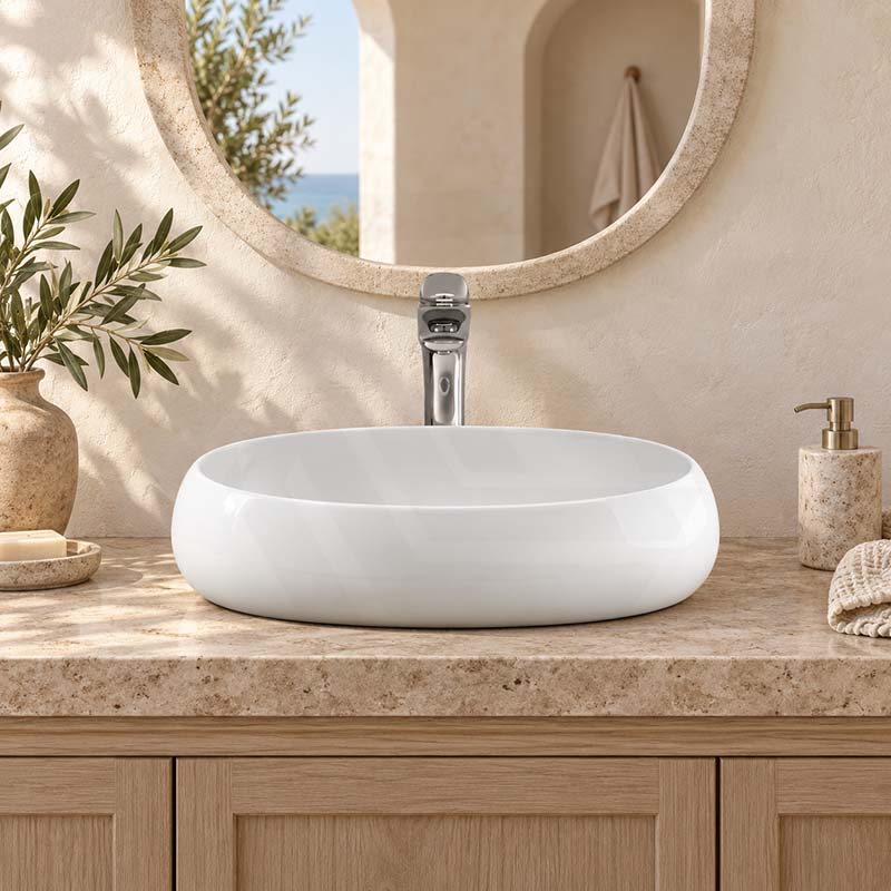 RAK Cloud Oval Above Counter Ceramic Basin 580x400x150mm - In Various Colour