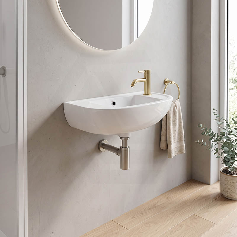 RAK Compact Slim Wall Hung Basin Ceramic 450x215x180mm - Gloss White