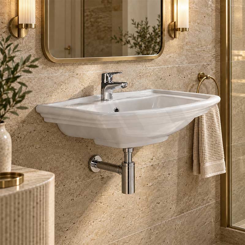 RAK Washington Wall Basin 1 or 3 Tap Holes Available 560x420mm - Gloss White