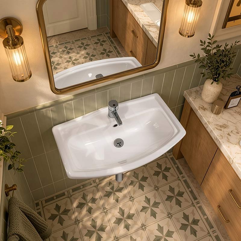 RAK Washington Wall Basin 1 or 3 Tap Holes Available 560x420mm - Gloss White