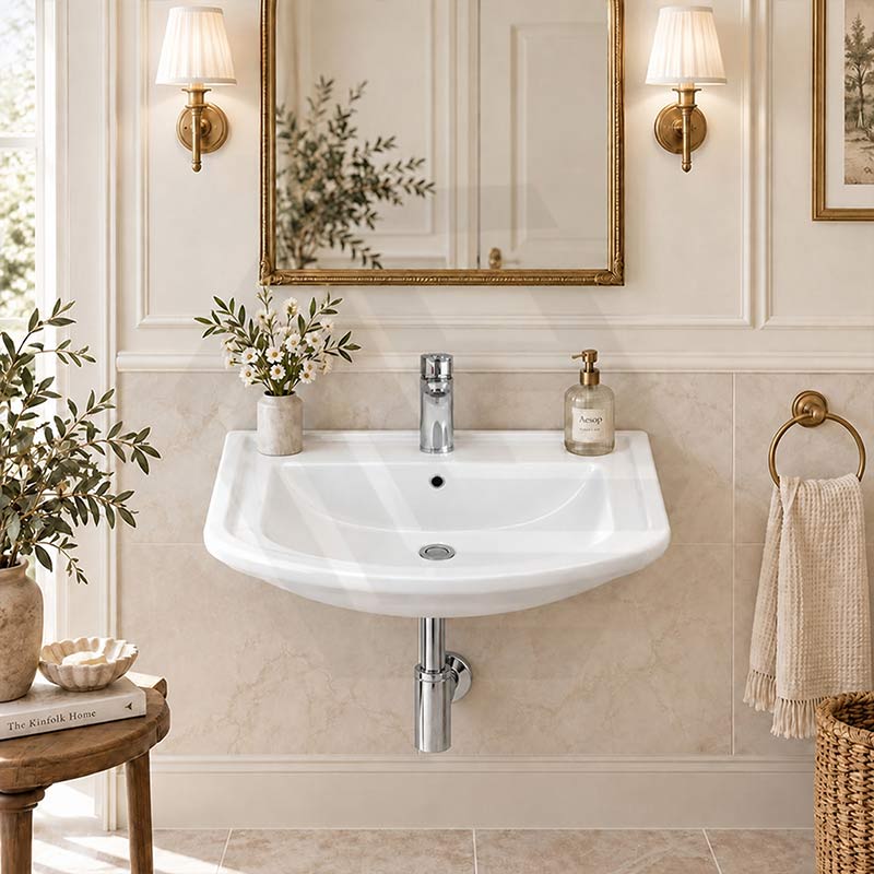 RAK Washington Wall Basin 1 or 3 Tap Holes Available 560x420mm - Gloss White