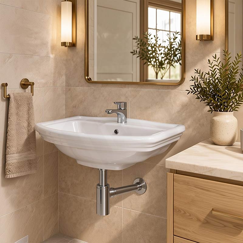 RAK Washington Wall Basin 1 or 3 Tap Holes Available 560x420mm - Gloss White
