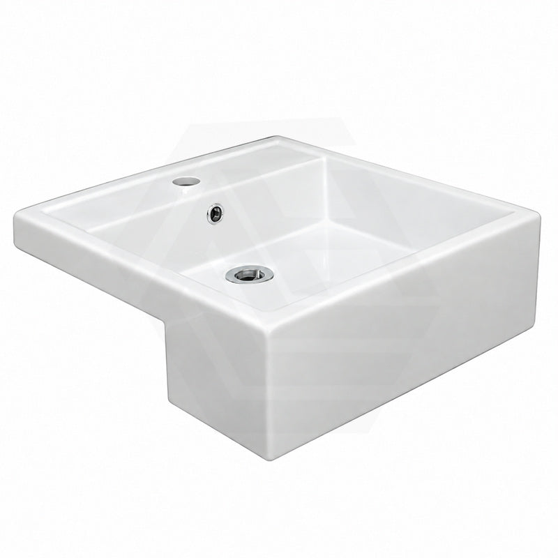 RAK Nova Semi-Recessed Ceramic Basin 1 or 3 Tap Holes Available 460x460x150mm - Gloss White