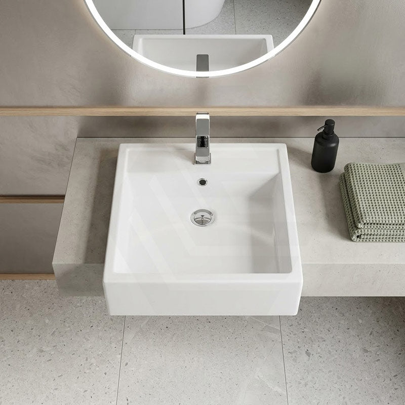 RAK Nova Semi-Recessed Ceramic Basin 1 or 3 Tap Holes Available 460x460x150mm - Gloss White