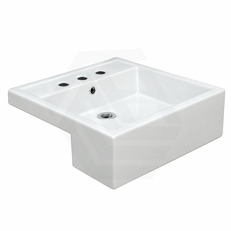 RAK Nova Semi-Recessed Ceramic Basin 1 or 3 Tap Holes Available 460x460x150mm - Gloss White