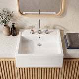 RAK Nova Semi-Recessed Ceramic Basin 1 or 3 Tap Holes Available 460x460x150mm - Gloss White