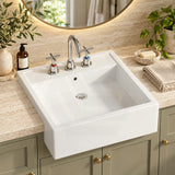 RAK Nova Semi-Recessed Ceramic Basin 1 or 3 Tap Holes Available 460x460x150mm - Gloss White