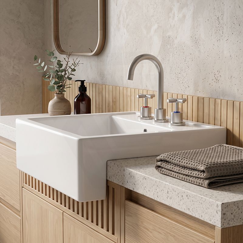 RAK Nova Semi-Recessed Ceramic Basin 1 or 3 Tap Holes Available 460x460x150mm - Gloss White
