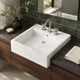 RAK Nova Semi-Recessed Ceramic Basin 1 or 3 Tap Holes Available 460x460x150mm - Gloss White