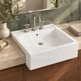 RAK Nova Semi-Recessed Ceramic Basin 1 or 3 Tap Holes Available 460x460x150mm - Gloss White