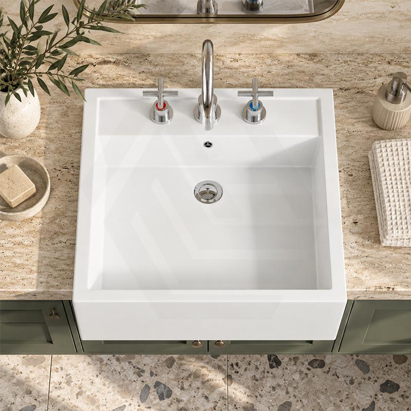 RAK Nova Semi-Recessed Ceramic Basin 1 or 3 Tap Holes Available 460x460x150mm - Gloss White