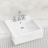 RAK Nova Semi-Recessed Ceramic Basin 1 or 3 Tap Holes Available 460x460x150mm - Gloss White