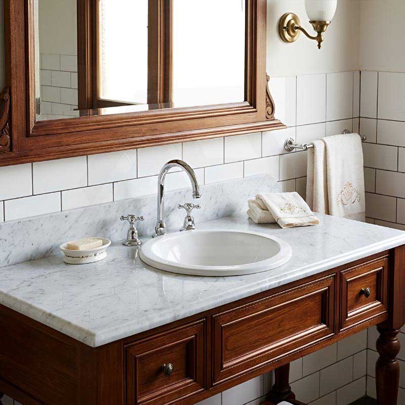 RAK Emma Fully-Inset / Undermounted Round Ceramic Basin 404x404x193mm - Gloss White