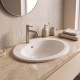 RAK Jessica Oval Ceramic Fully-Inset Basin with Overflow 1 or 3 Tap Holes Available 530x435x225mm - Gloss Ivory