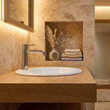 RAK Jessica Oval Ceramic Fully-Inset Basin with Overflow 1 or 3 Tap Holes Available 530x435x225mm - Gloss Ivory