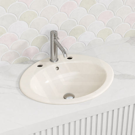 RAK Jessica Oval Ceramic Fully-Inset Basin with Overflow 1 or 3 Tap Holes Available 530x435x225mm - Gloss Ivory