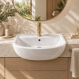 RAK Compact Semi-Recessed Ceramic Basin 1 or 3 Tap Holes Available 550x415x195mm - Gloss White