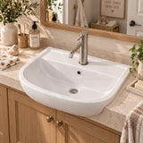RAK Compact Semi-Recessed Ceramic Basin 1 or 3 Tap Holes Available 550x415x195mm - Gloss White