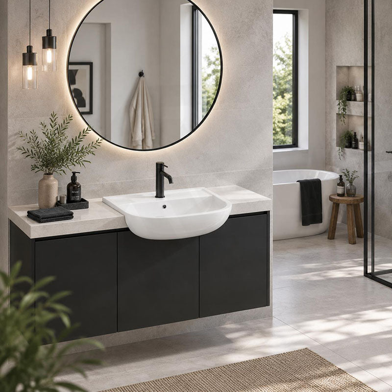 RAK Compact Semi-Recessed Ceramic Basin 1 or 3 Tap Holes Available 550x415x195mm - Gloss White