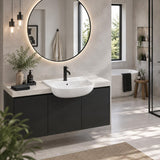 RAK Compact Semi-Recessed Ceramic Basin 1 or 3 Tap Holes Available 550x415x195mm - Gloss White