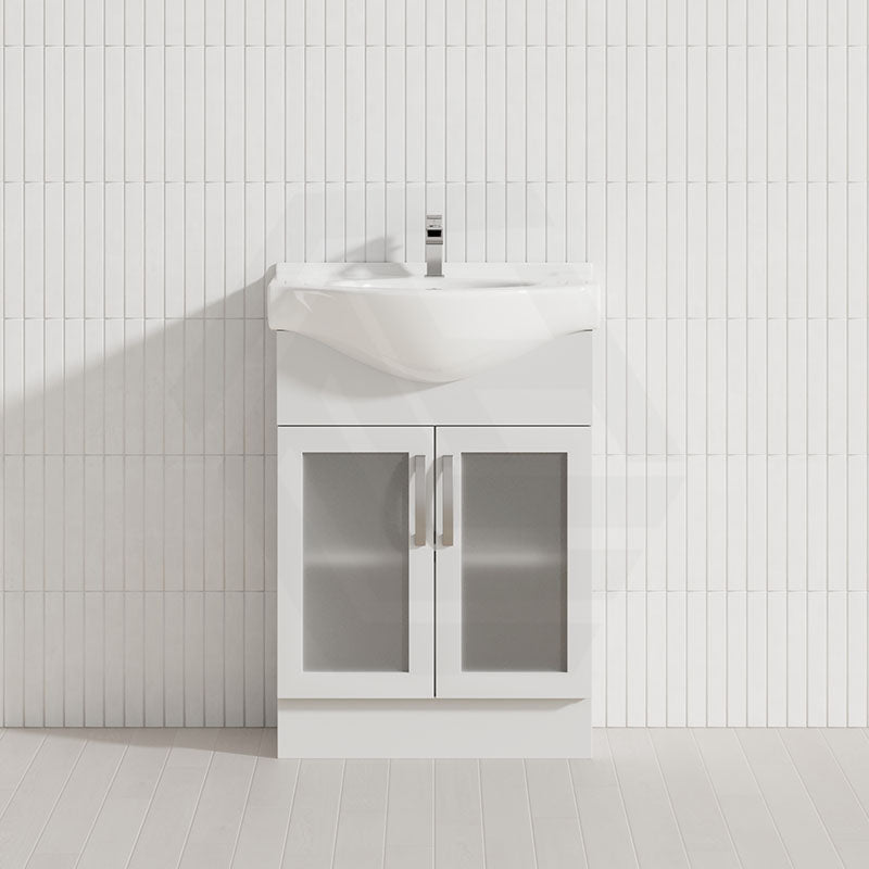 Fienza 400/600/1200Mm Freestanding Kickboard Vanity Glass Door Gloss White Mdf Board With Single