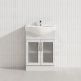 Fienza 400/600/1200Mm Freestanding Kickboard Vanity Glass Door Gloss White Mdf Board With Single