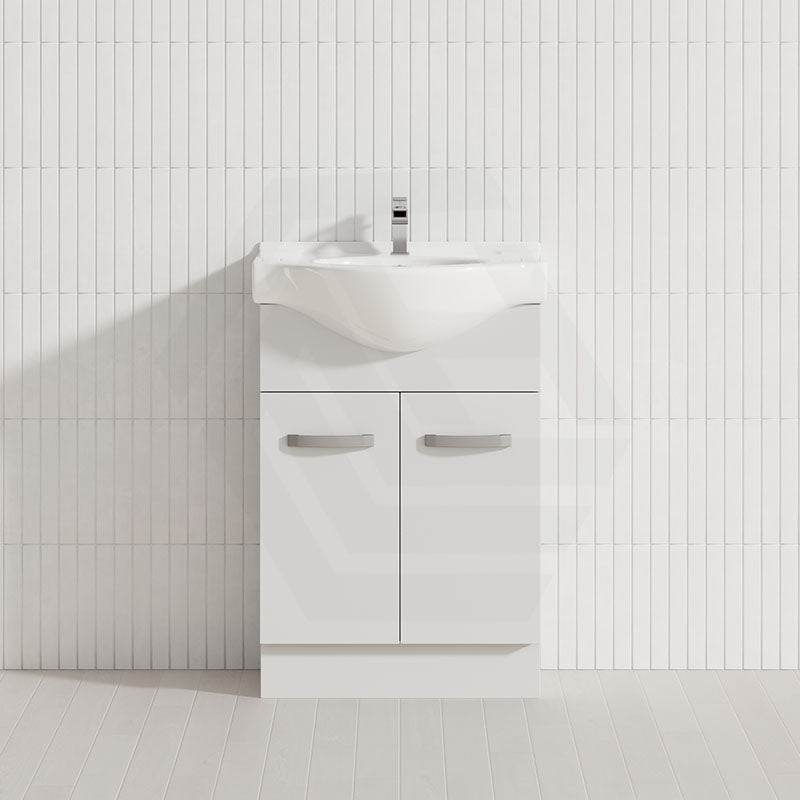 Fienza 400/600/1200Mm Freestanding Kickboard Vanity Gloss White Mdf Board With Single Bowl Ceramic