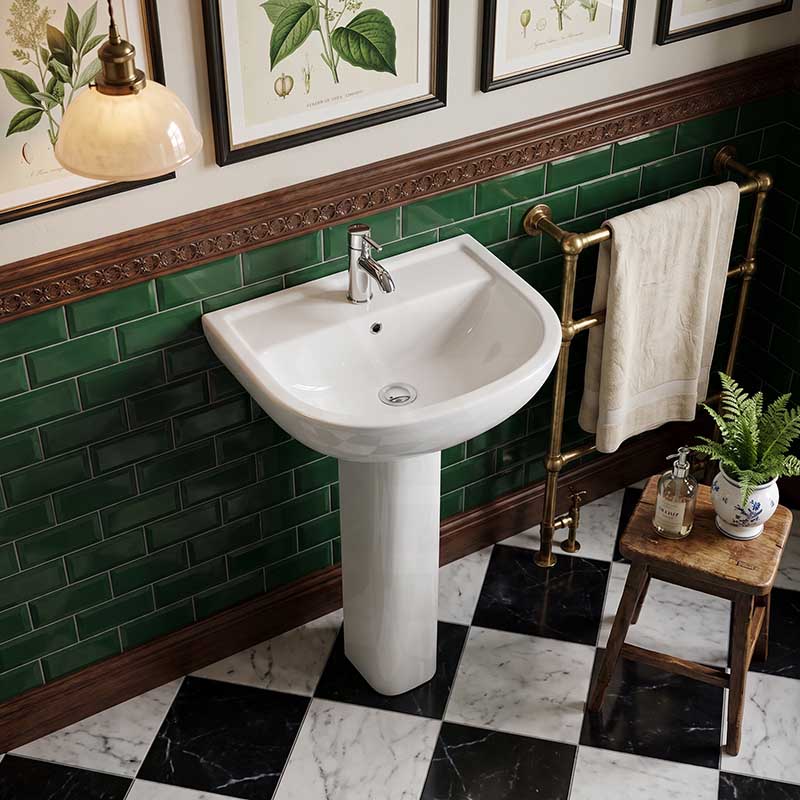 RAK Compact Pedestal Basin Freestanding 1 Tap Hole 550x410x820mm - Gloss White