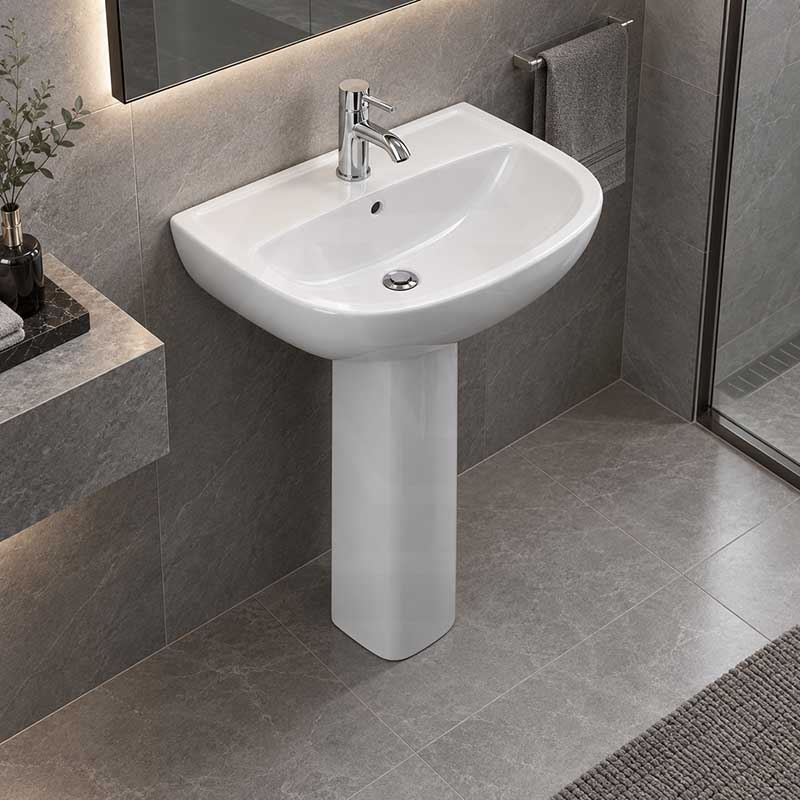 RAK Compact Pedestal Basin Freestanding 1 Tap Hole 550x410x820mm - Gloss White