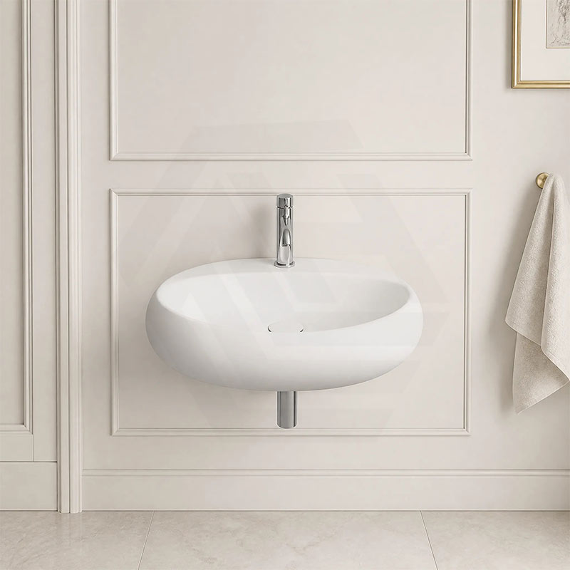 RAK Cloud Ceramic Wall Hung Basin with One Tap Hole 650x425x150mm - Variant Colour