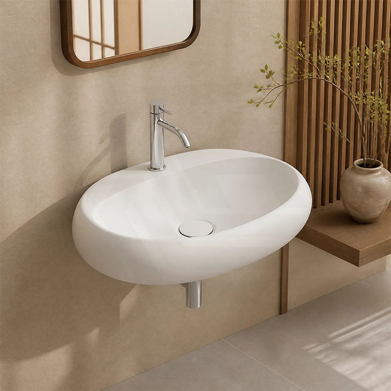 RAK Cloud Ceramic Wall Hung Basin with One Tap Hole 650x425x150mm - Variant Colour