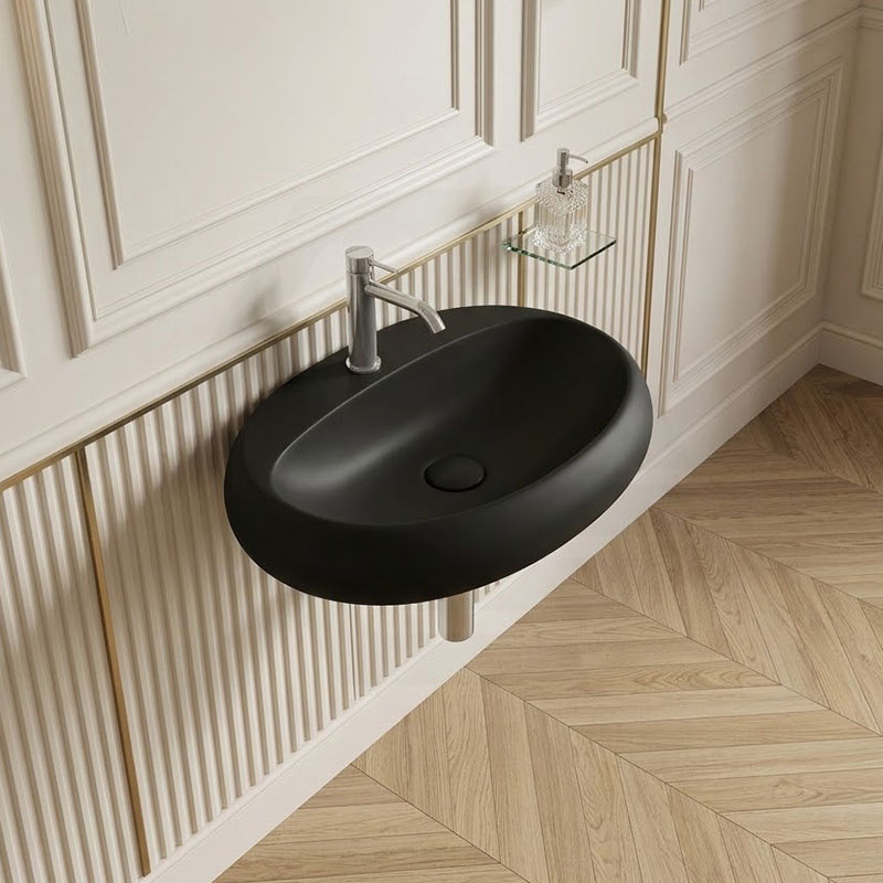 RAK Cloud Ceramic Wall Hung Basin with One Tap Hole 650x425x150mm - Variant Colour