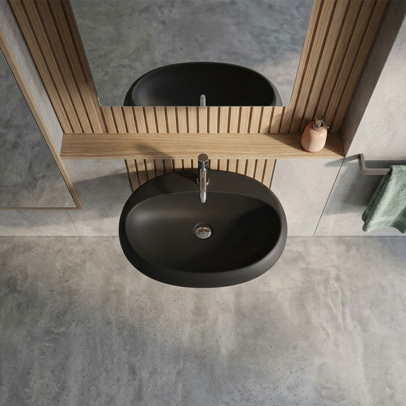 RAK Cloud Ceramic Wall Hung Basin with One Tap Hole 650x425x150mm - Variant Colour