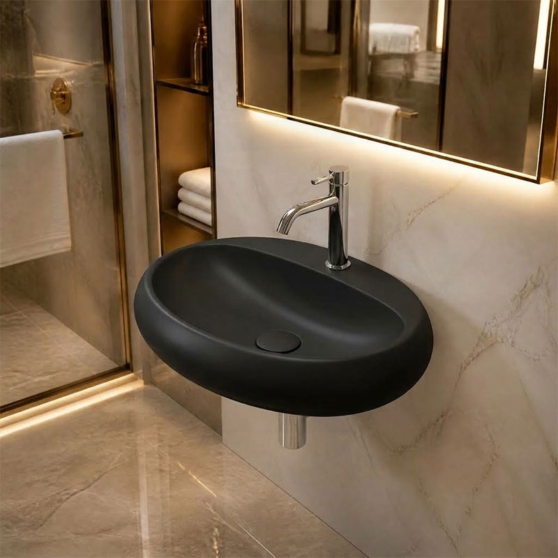 RAK Cloud Ceramic Wall Hung Basin with One Tap Hole 650x425x150mm - Variant Colour