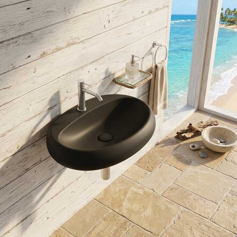 RAK Cloud Ceramic Wall Hung Basin with One Tap Hole 650x425x150mm - Variant Colour