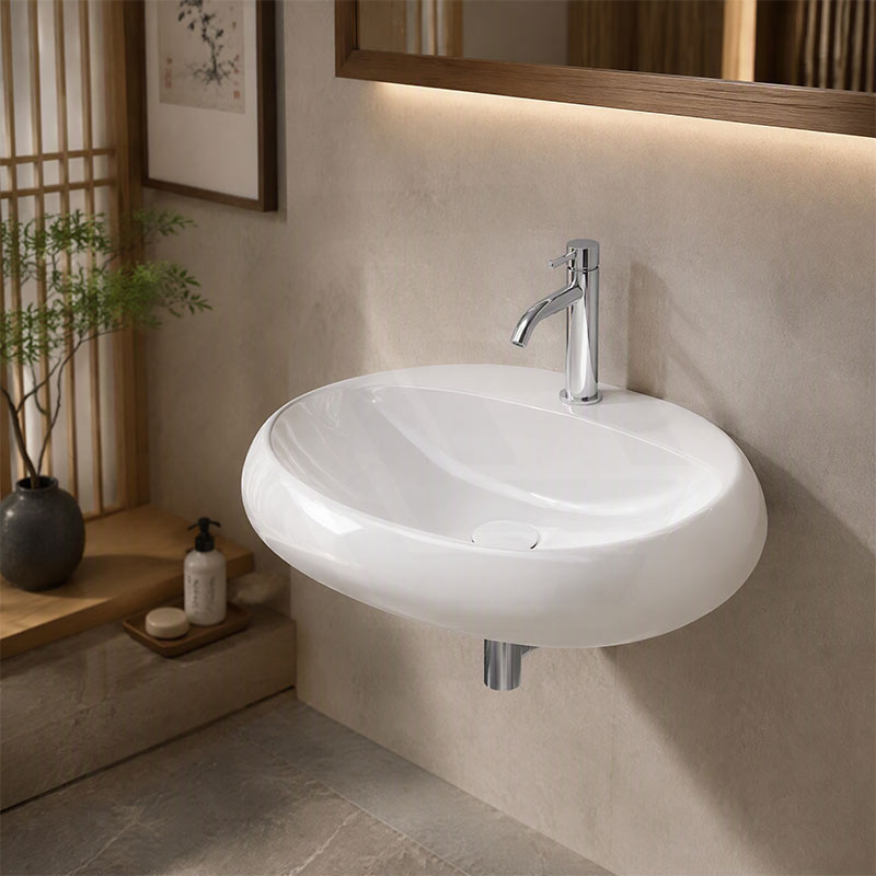 RAK Cloud Ceramic Wall Hung Basin with One Tap Hole 650x425x150mm - Variant Colour